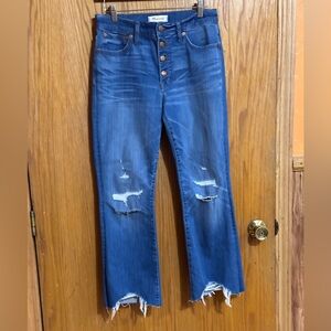 Madewell Cali Demi boot sz‎ 28 Blue Distressed Flare Jeans JB1